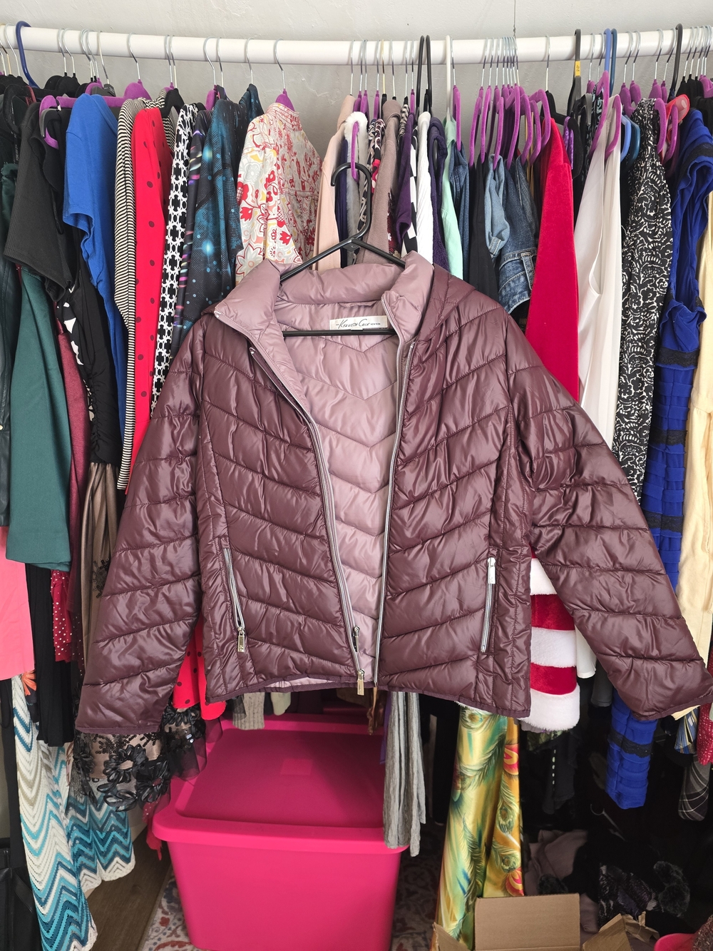 Kenneth Cole New York Dusty Mauve Quilted Puffer Jacket